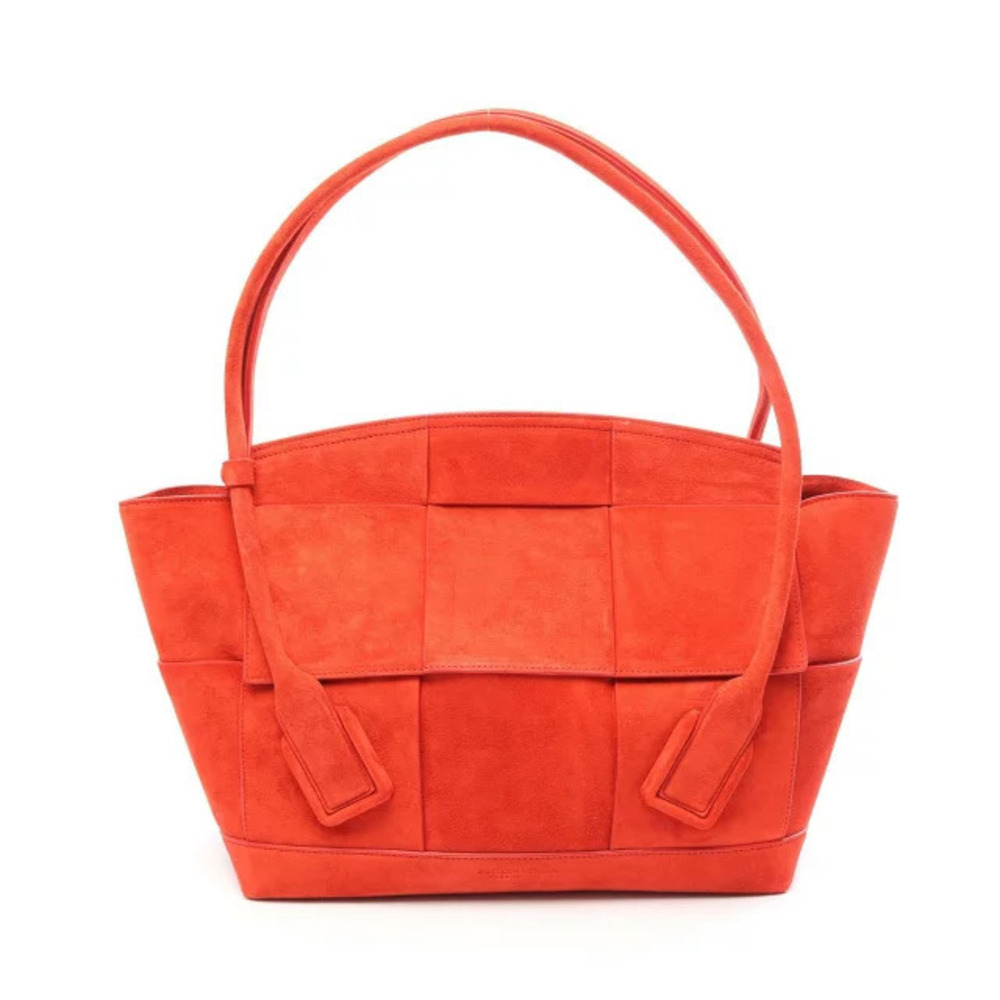 Bottega Veneta Arco Maxi Intrecciato Tote Bag Suede Red